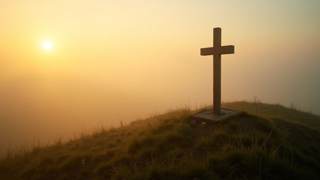 Istorinis vaizdas senosios bažnyčios liekanos ir pirmi kryžiai Kryžių kalne XVII amžiuje